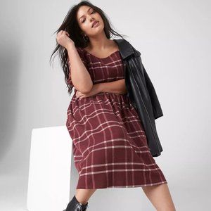 NWT Plaid Square-Neck Fit & Flare Knit Dress